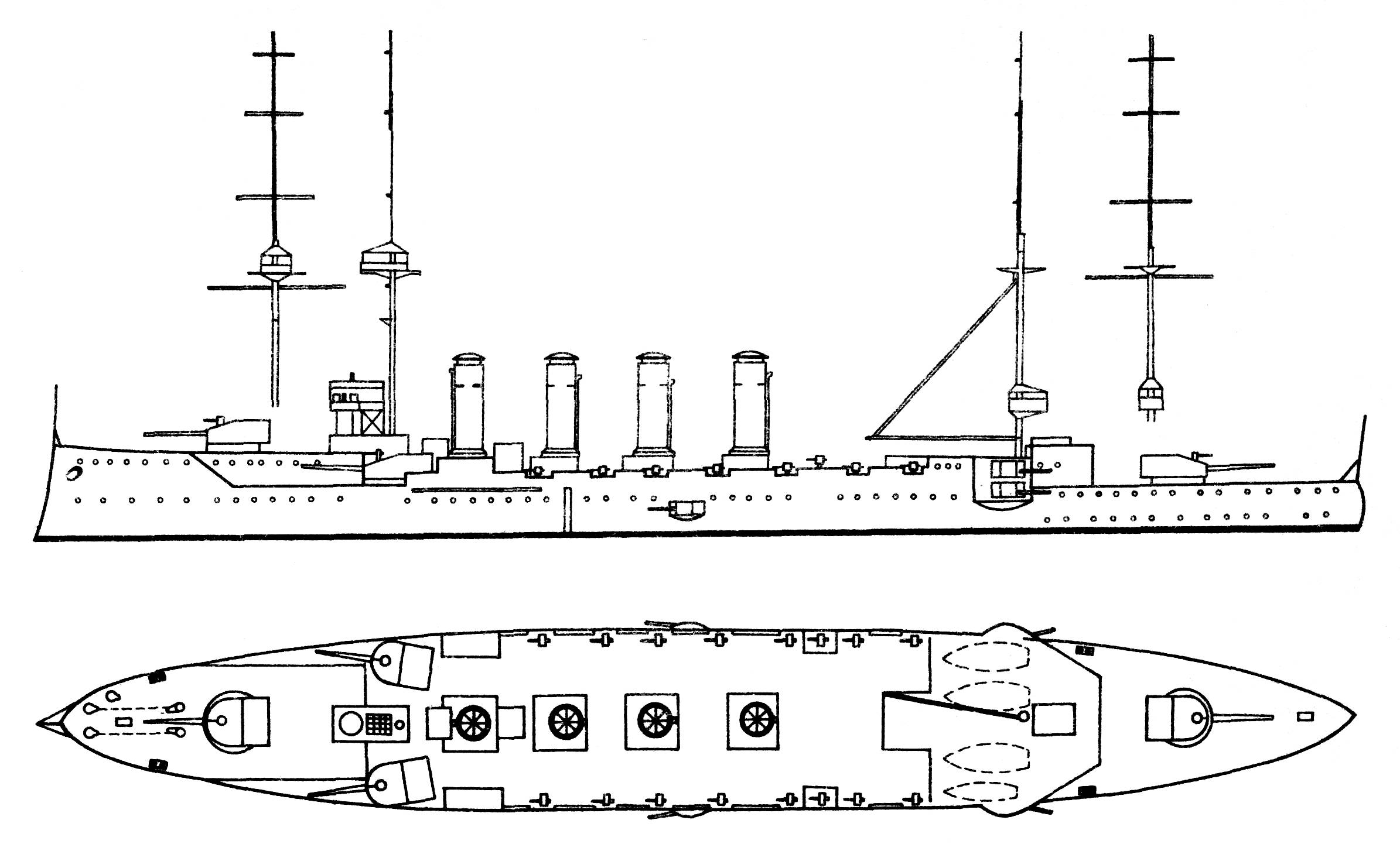 Рабочий чертеж легкого британского крейсера Кернерван