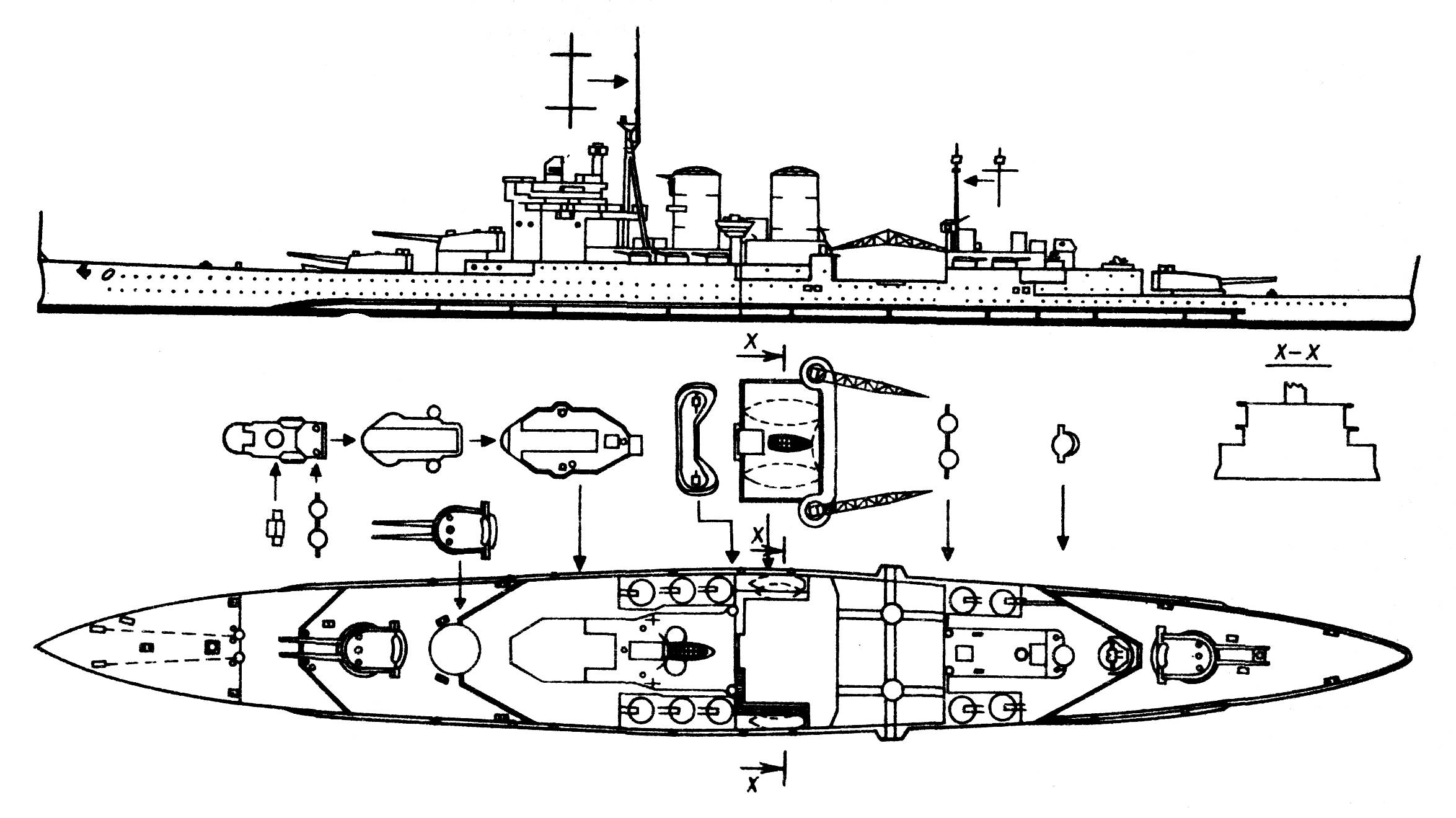 Рабочий чертеж тяжелого британского крейсера Ринаун